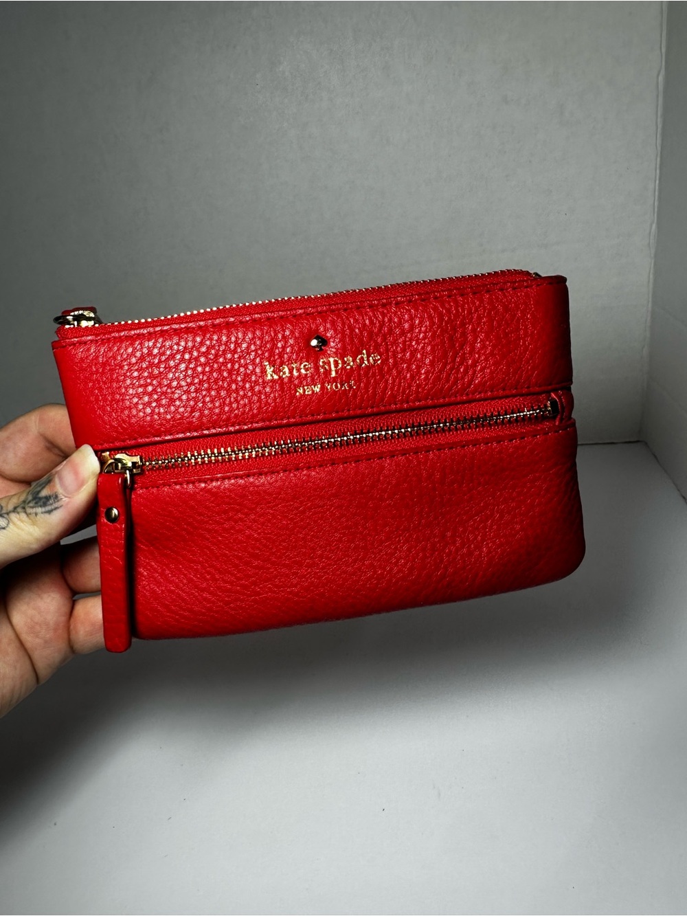 Kate Spade Red Pebbled Leather Cobble Hill Wristlet